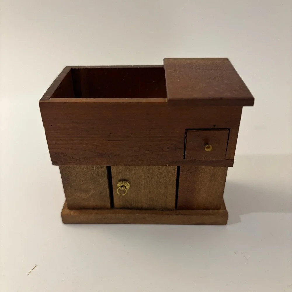 VTG Shackman Dollhouse Miniature Wood Dry Sink Open Desk Cabinet 1:12 Japan